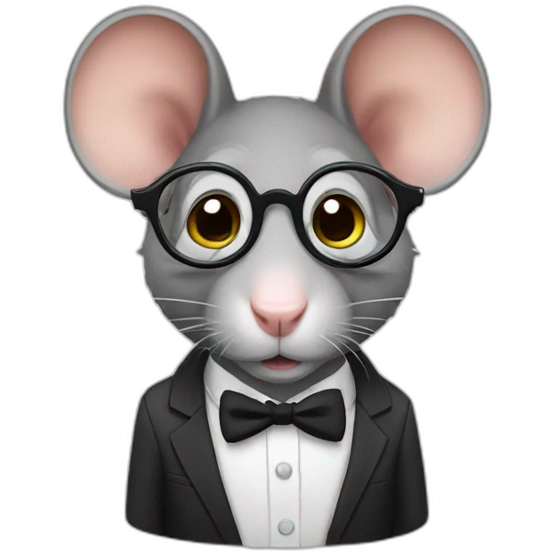 Rat with nerd glasses in Suit Teacher emoji
