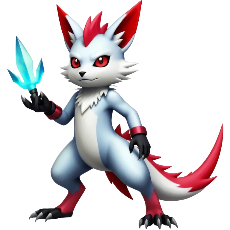Cool Edgy Badass Shiny Futuristic Ethereal Legendary Digimon-Sneasel-Zangoose-hybrid full body emoji