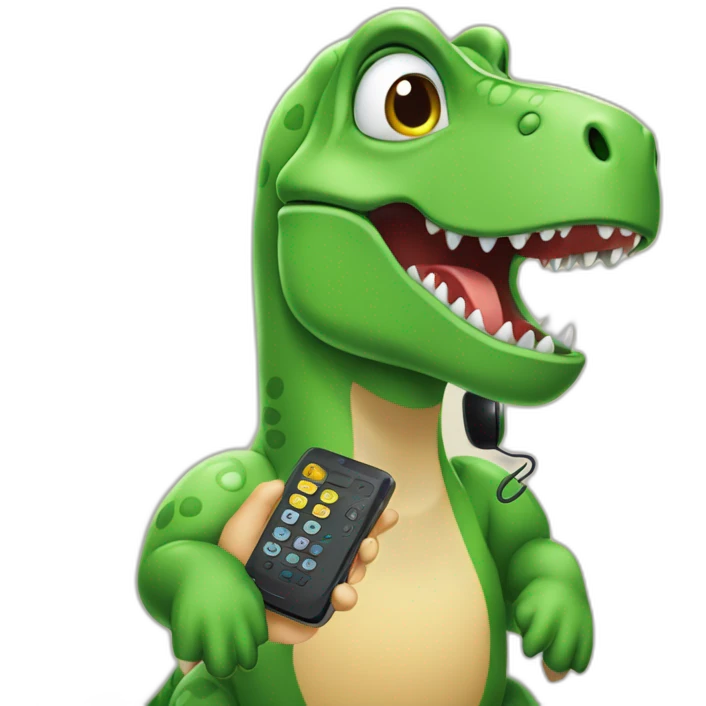 Dinosaure qui parle au téléphone emoji