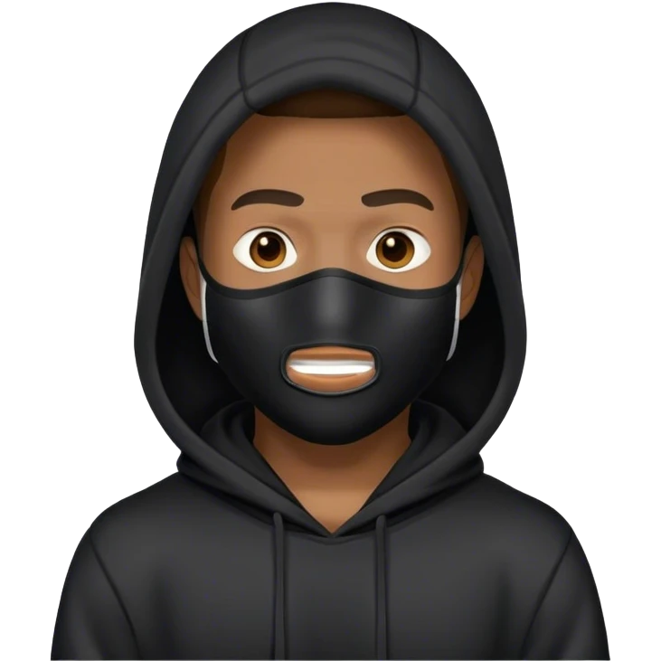 man with full face mask and black hoodie emoji