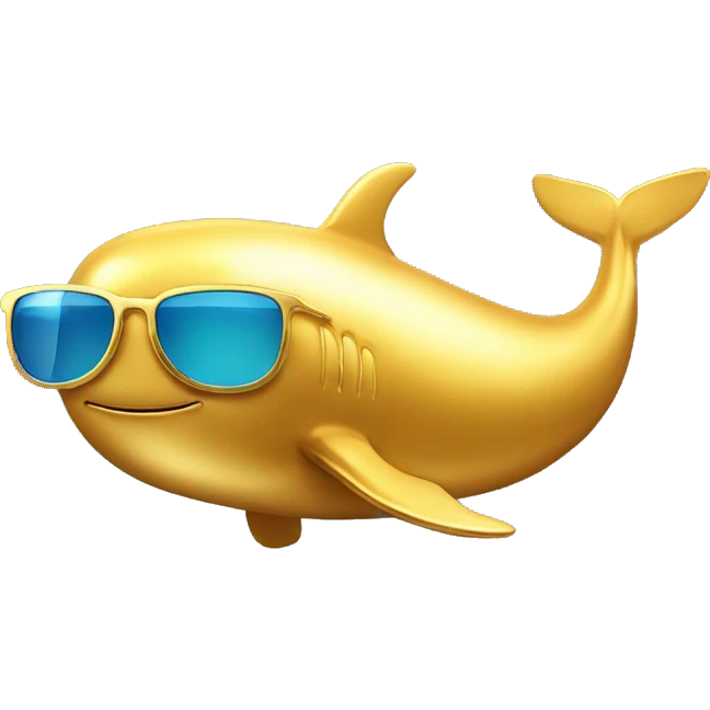 gold whale wearing sunglasses emoji