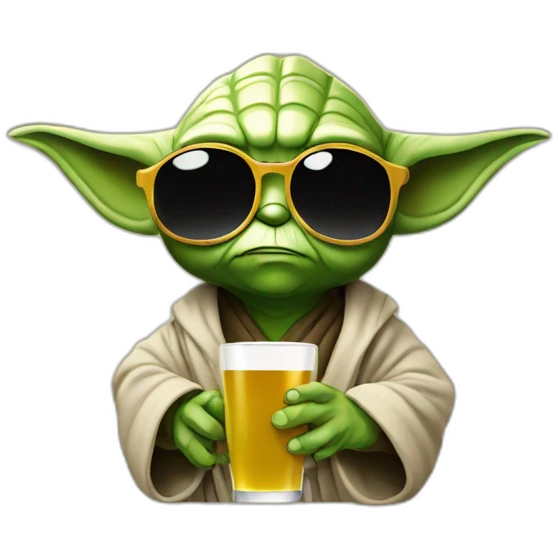 Yoda drinking in sunglasses emoji