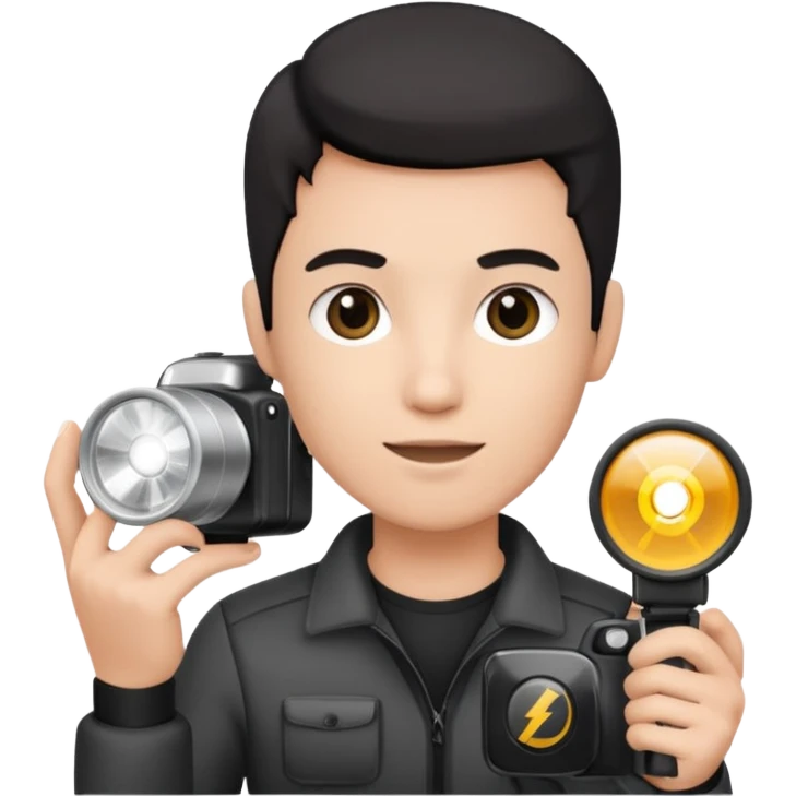 Photographer with flash speedlight emoji