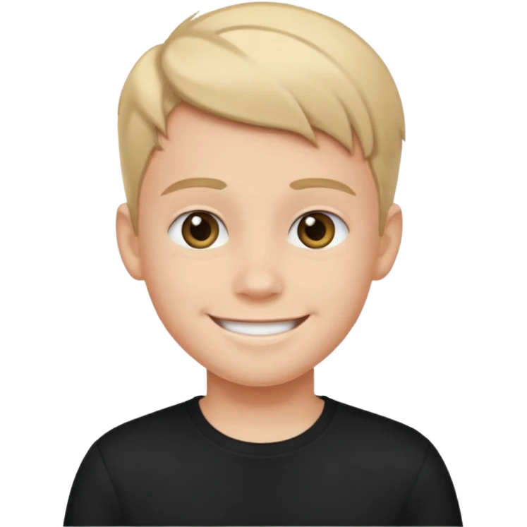 smiling boy in black shirt emoji