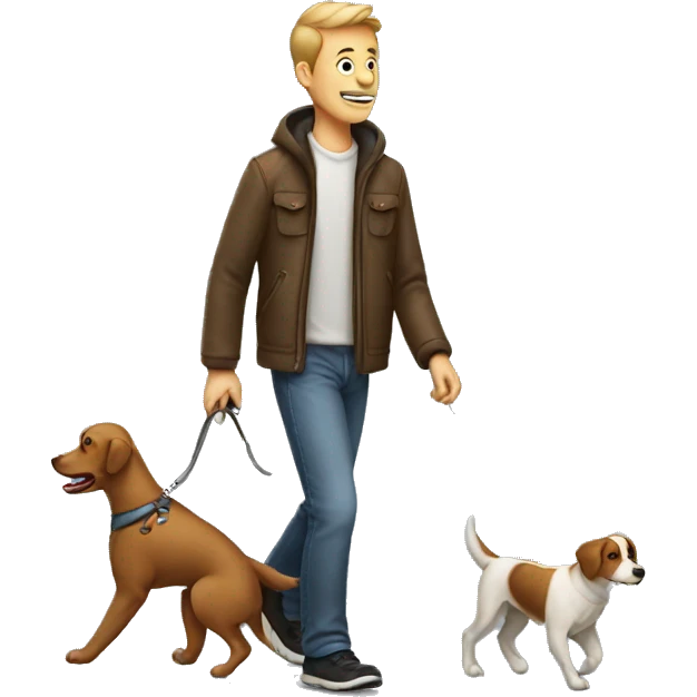 Guy walking a weenier dog emoji