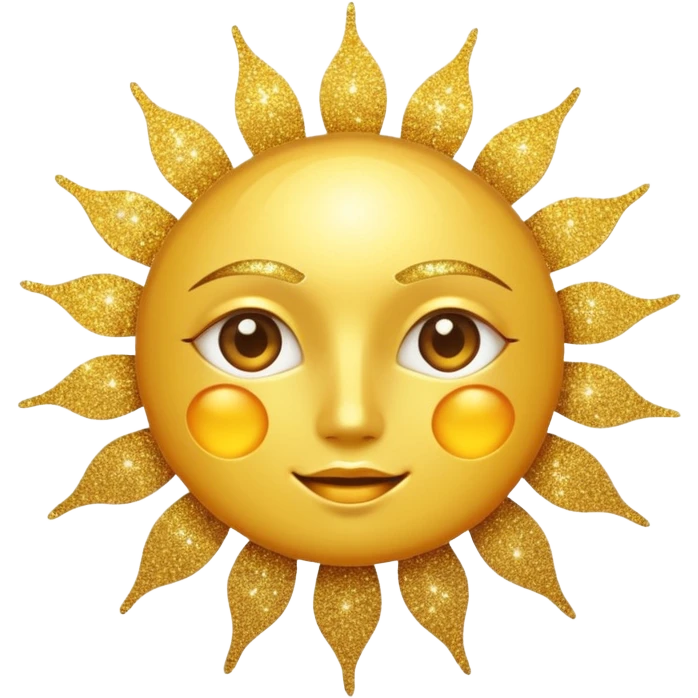 sun in 2d golden glitter in colour without face emoji
