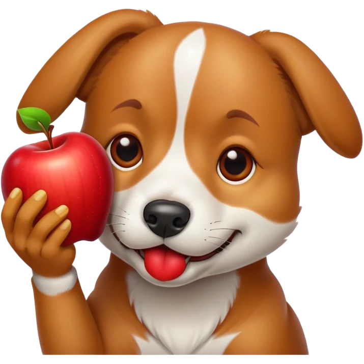 dog holding apple in mouth emoji