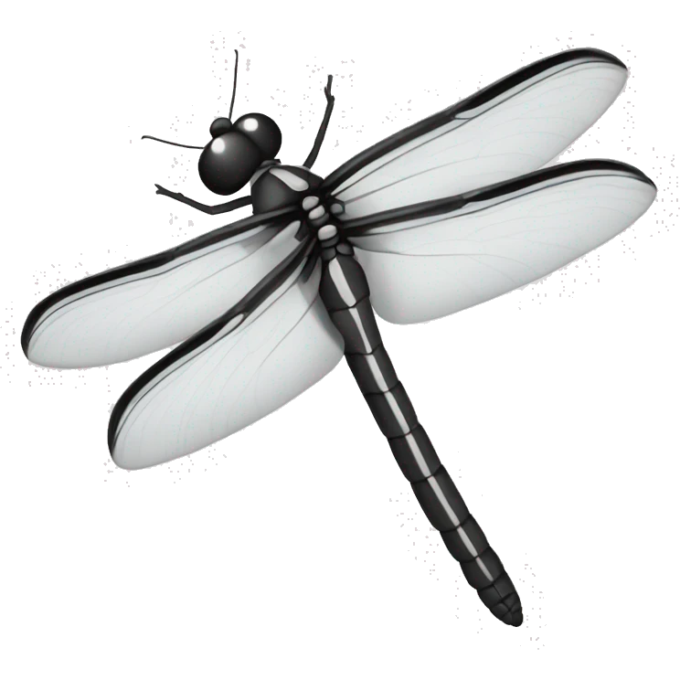 straight black and white dragonfly emoji