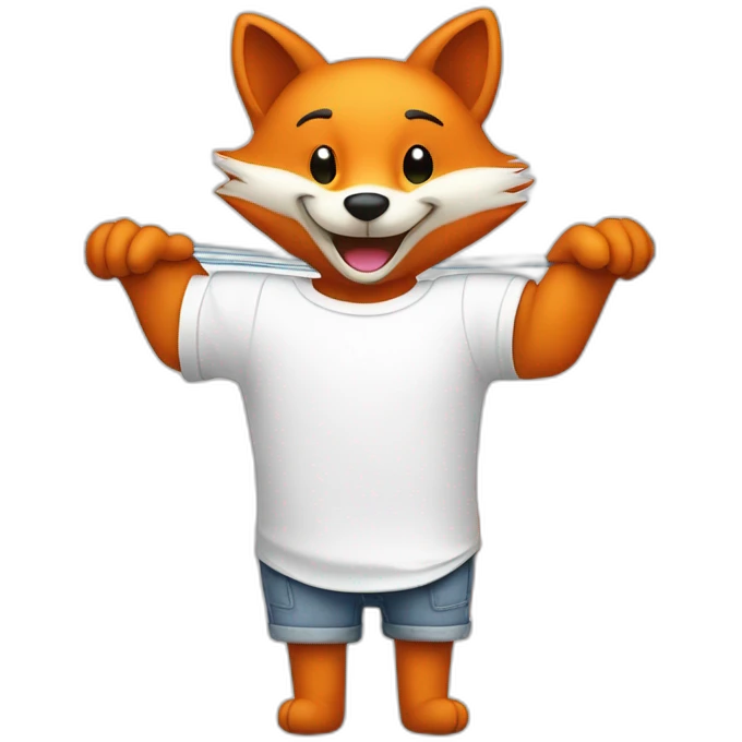 a happy Fox wearing a white shirt doing laundry and the Washing Line, The sleek silhouette of a fox head is positioned within the curve of the washing line, creating a harmonious fusion. emoji