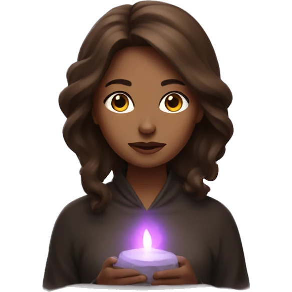 Brown hair Woman who is spiritual and make a witch ritual  emoji