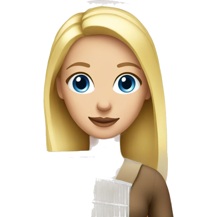 Blonde woman with blue eyes,  a Target shopping cart emoji