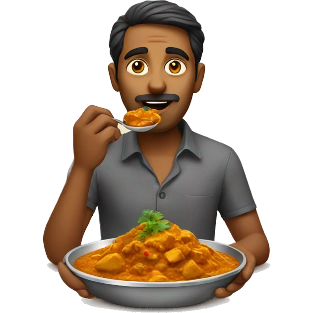 Indian man eating curry emoji