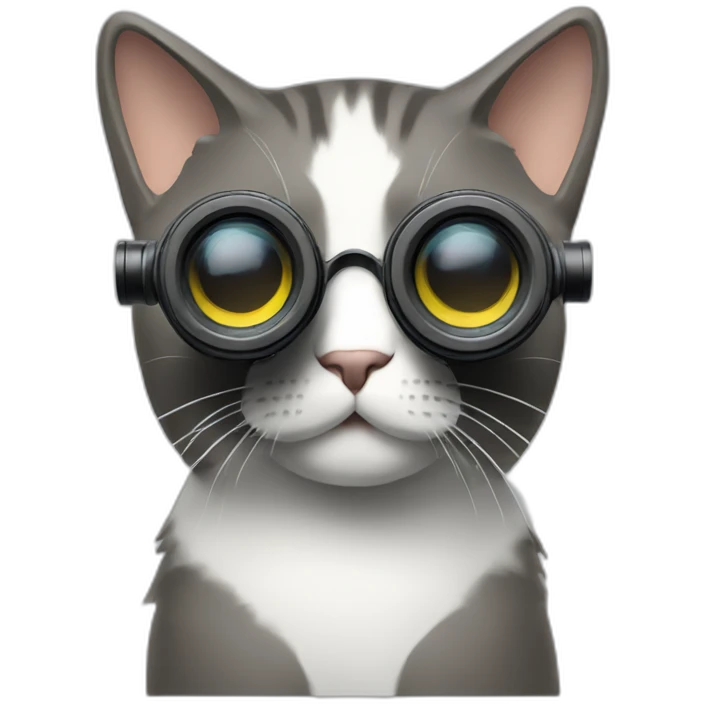 cat with binoculars looking left emoji