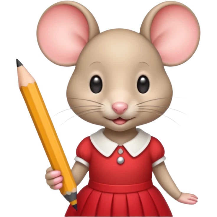 Une souris avec jupe rouge à l'école emoji