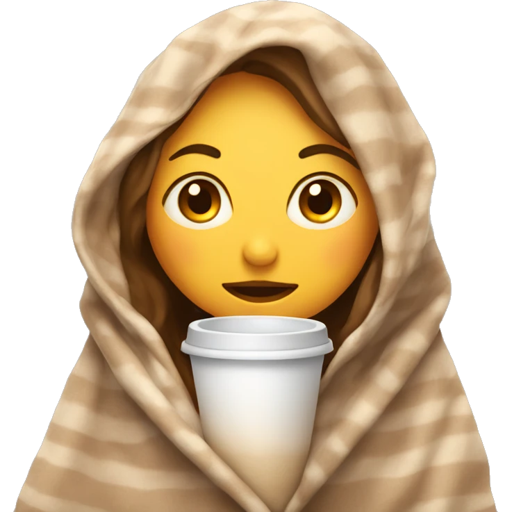 girl inside a blanket sipping coffee eyes closed emoji