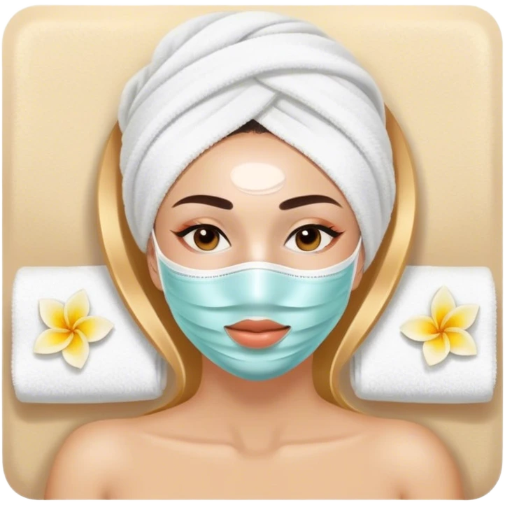 Lady with face mask spa beauty full face relaxing emoji