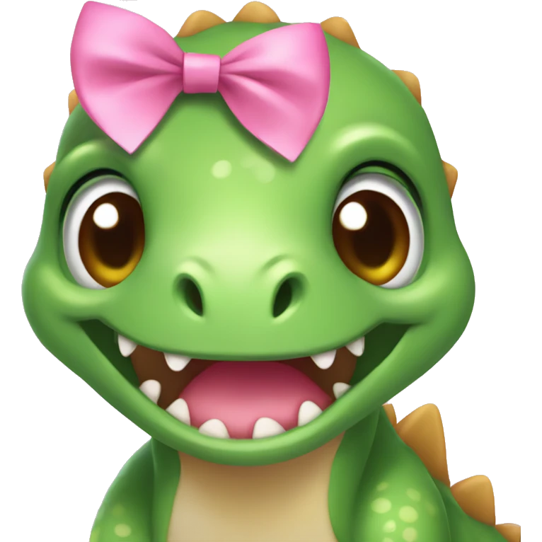 Cute dinosaur with pink bow  emoji