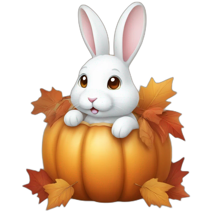 autumn cozy white rabbit emoji