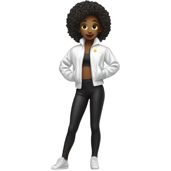 Girl dancer in white satin jacket emoji