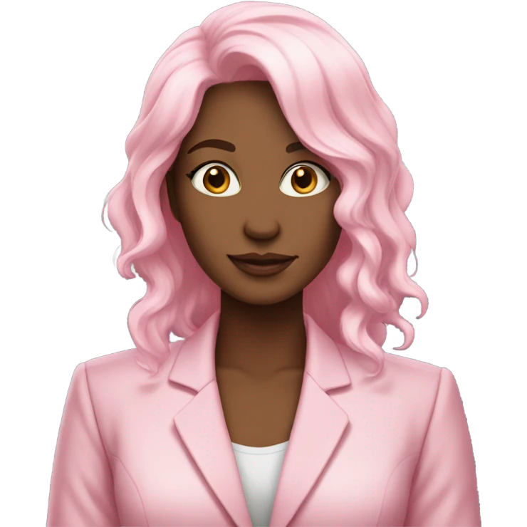 secretary-like gorgeous WHITE skin women with loose long pink hair in pink suit emoji