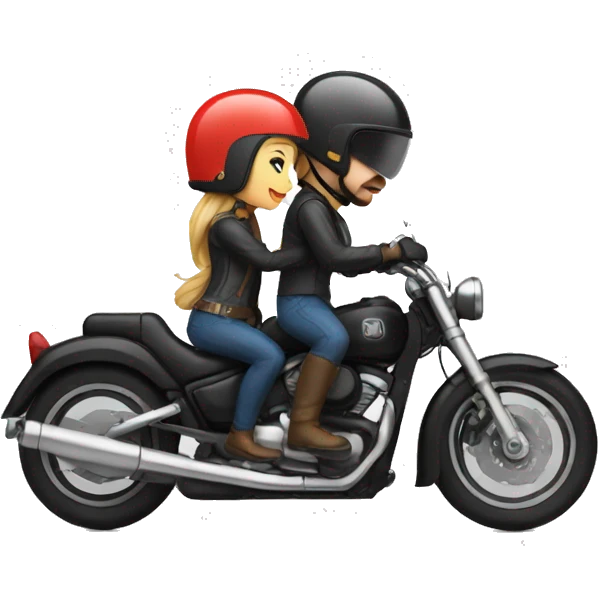 guy and girl motorcyclists in helmets emoji
