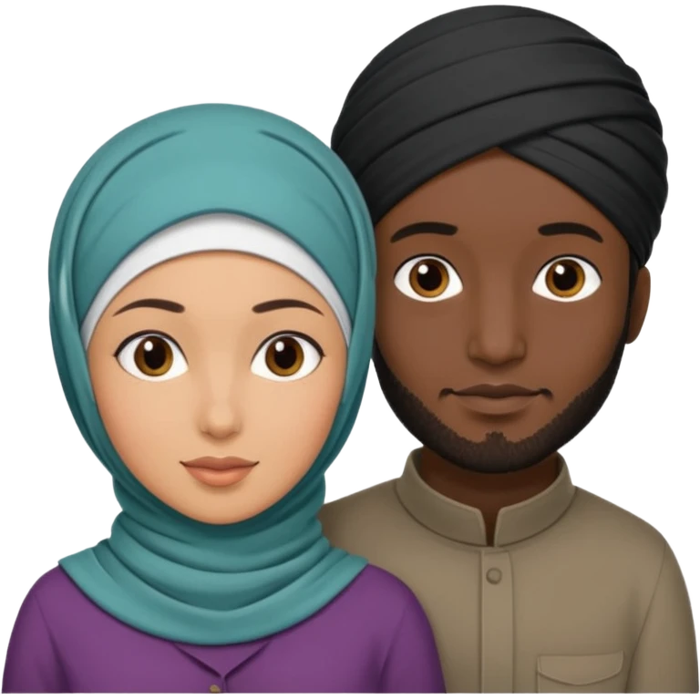 Mixed hijabi wife black husband normal hair  emoji