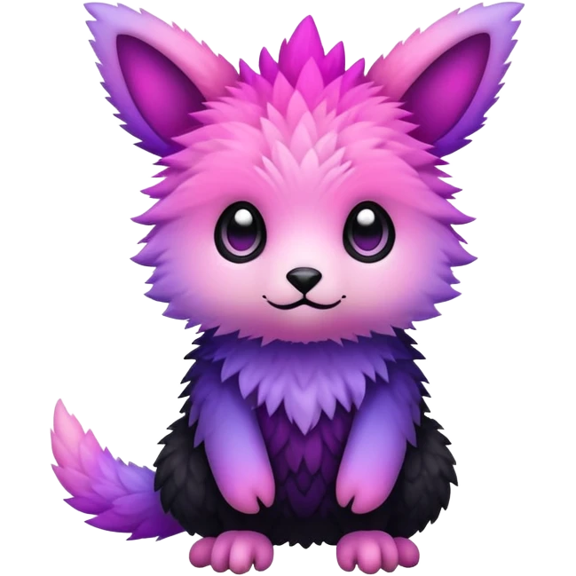 Cool Edgy kawaii Black-pink-purple-gradient Trico-animal-creature full body emoji