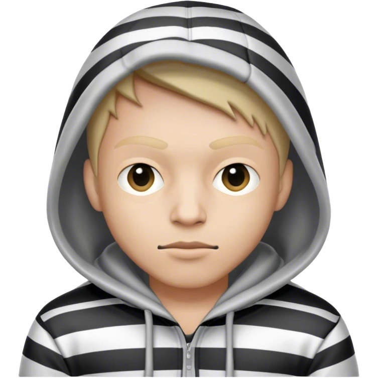 Robber with hoodie striped black and white emoji