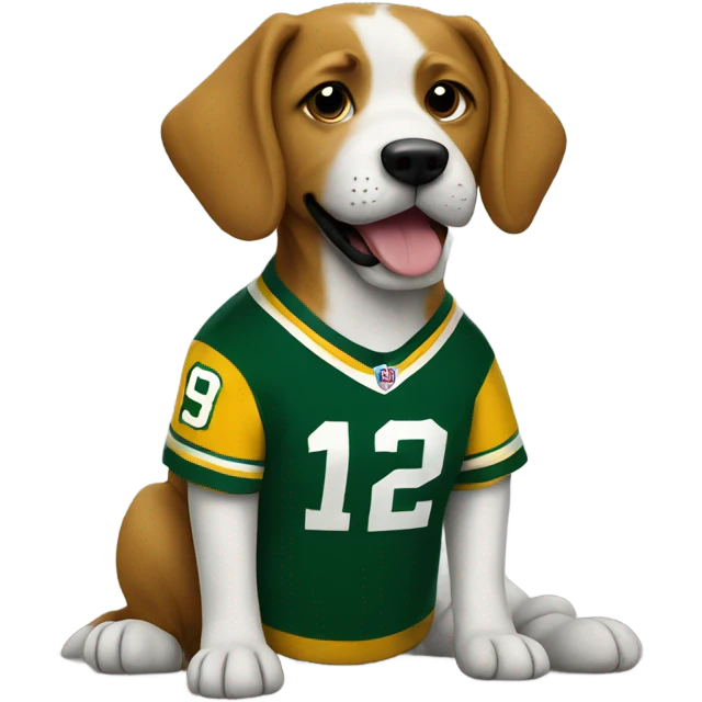 Dog wearing Green Bay jersey  emoji