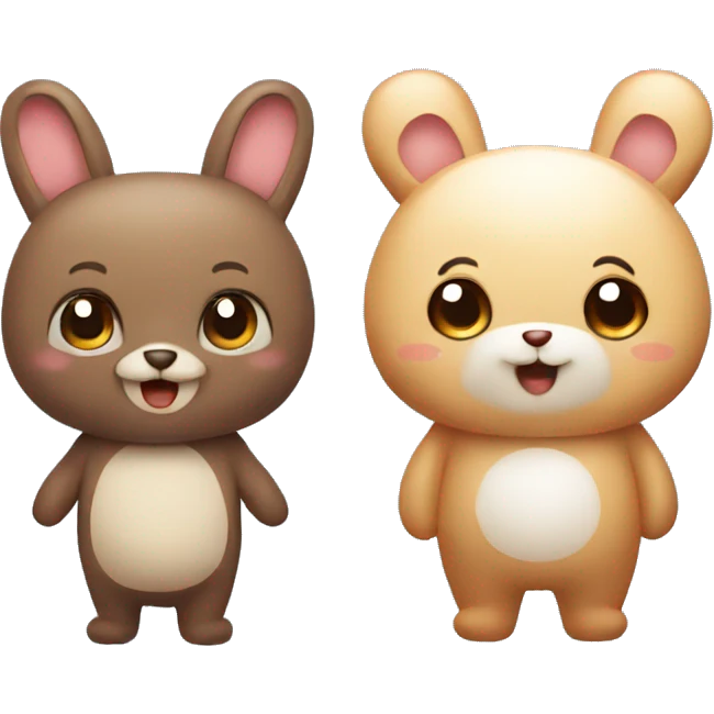 Cute bear and bunny emoji