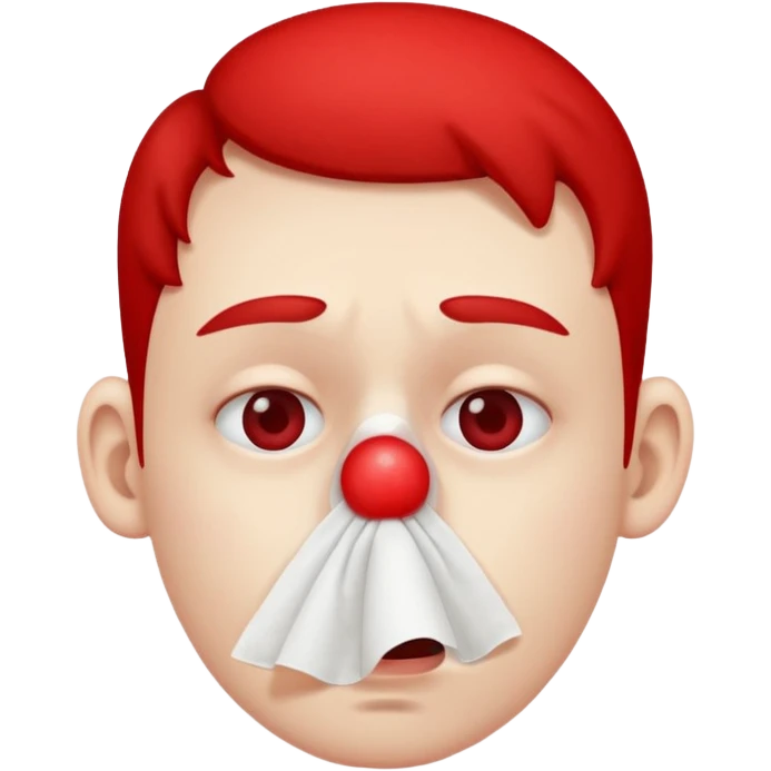 sick person with tissue on nose, fever and red nose. emoji