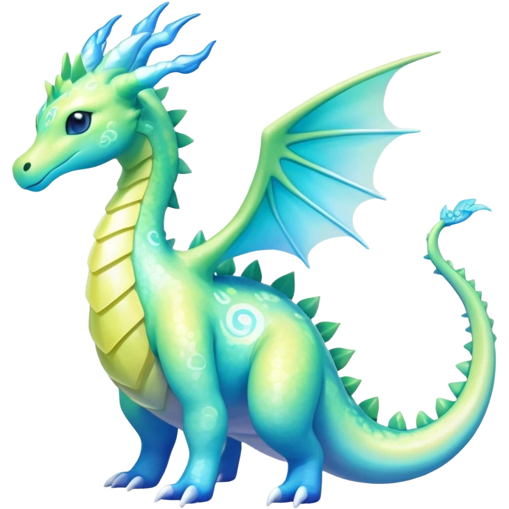 Exotic Rare Shiny Epic Ethereal Meganium-Amaura-Aurorus-Dragonair-hybrid, full body emoji