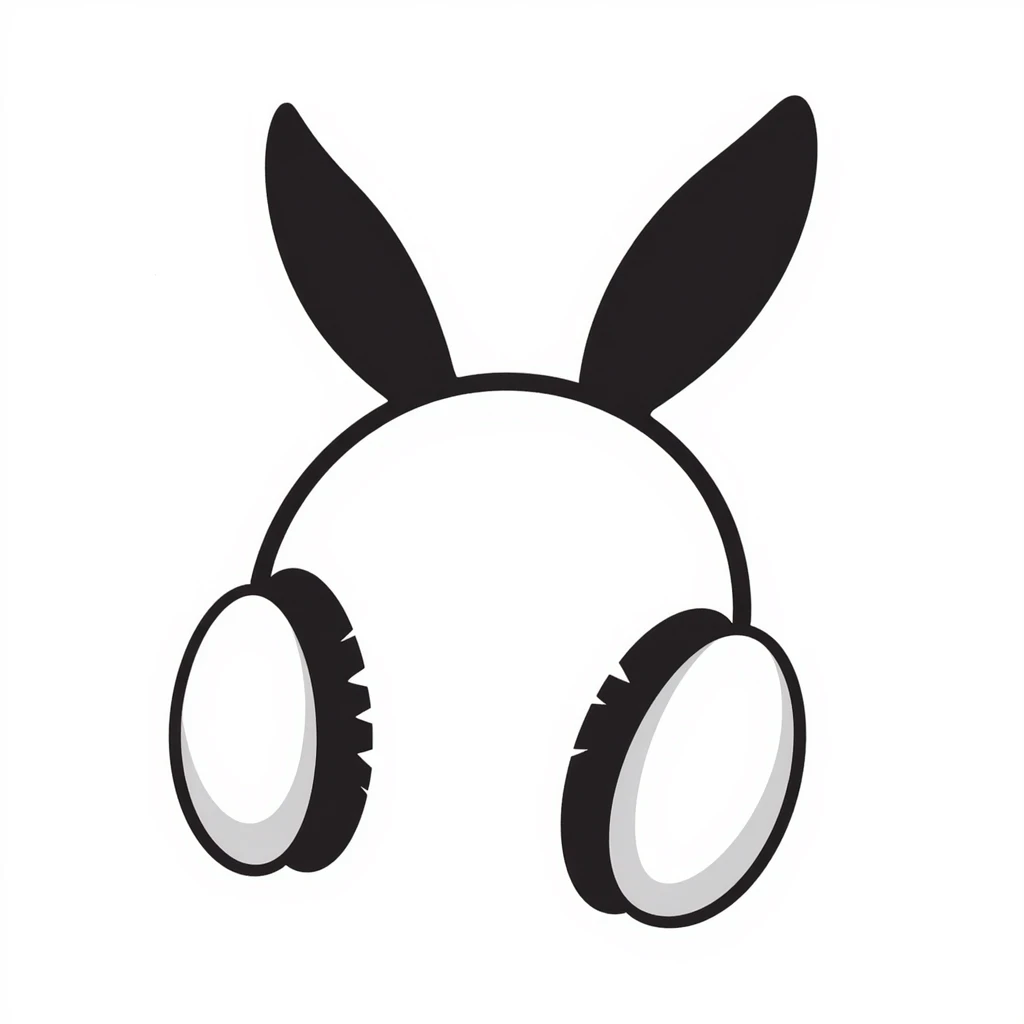 cute headphones with rabbit ears on top emoji