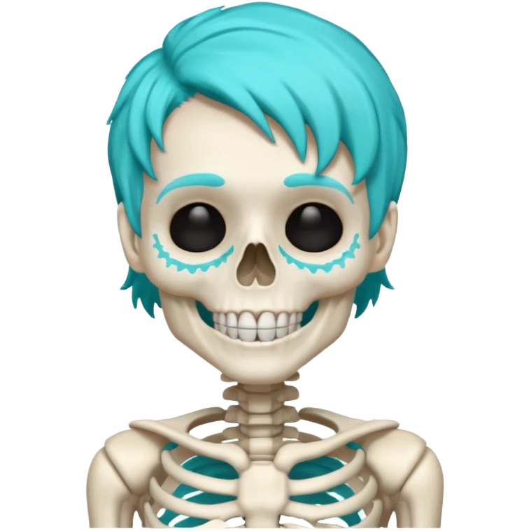 turqoise haired skeleton emoji