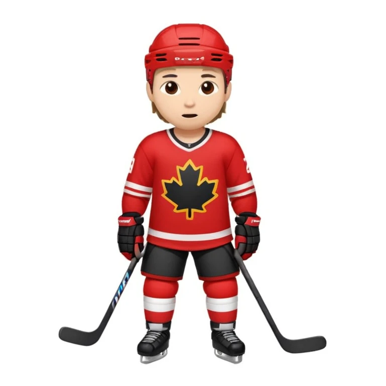 moji-style hockey player wearing a red jersey, simple and expressive, minimal details, cute proportions emoji