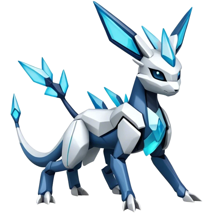 Futuristic Kyurem-Glaceon-dialga-hybrid, full body emoji