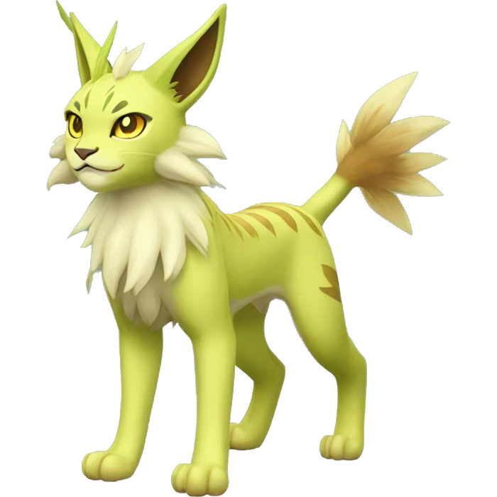 Grass-type Fakémon-Lynx-Leafeon full body emoji