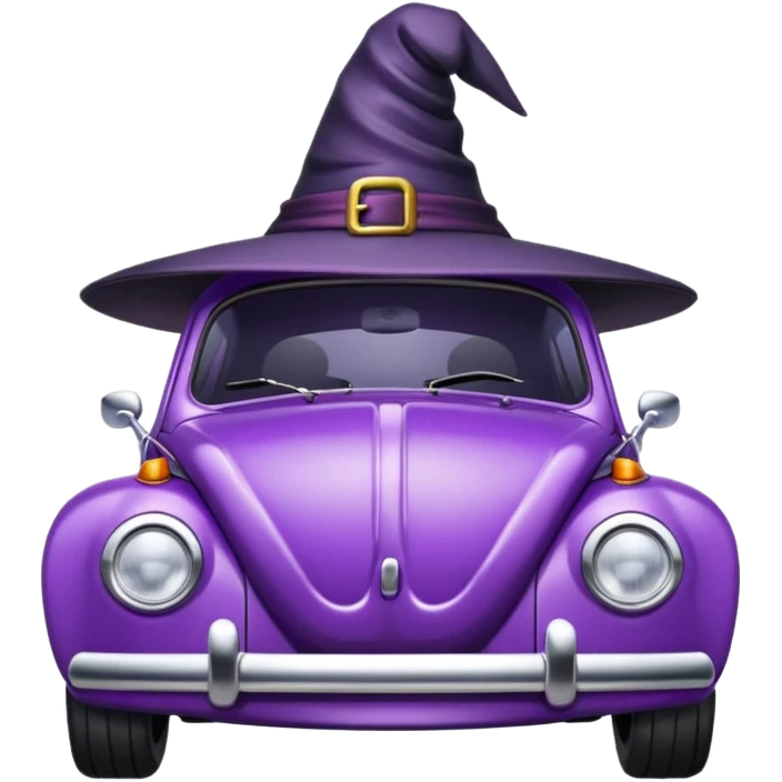 A purple vw bug in a witches hat emoji