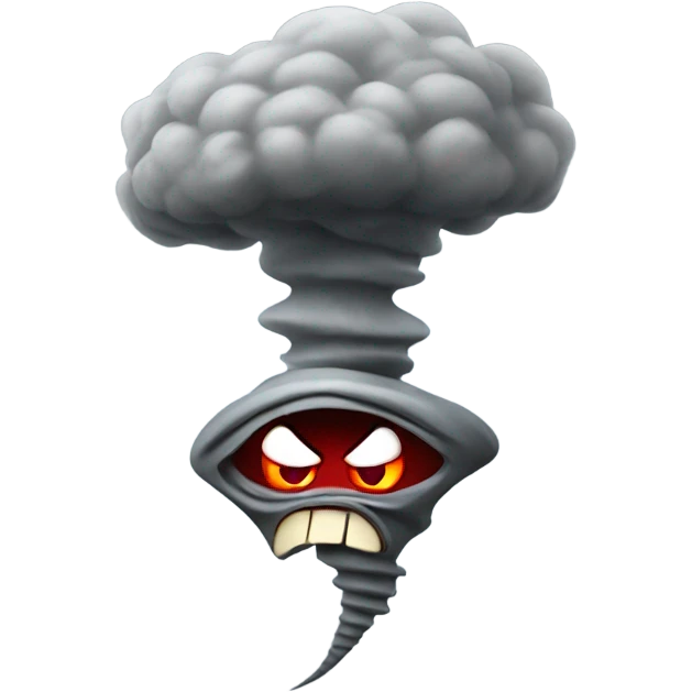 a tornado that is angry with red eyes emoji