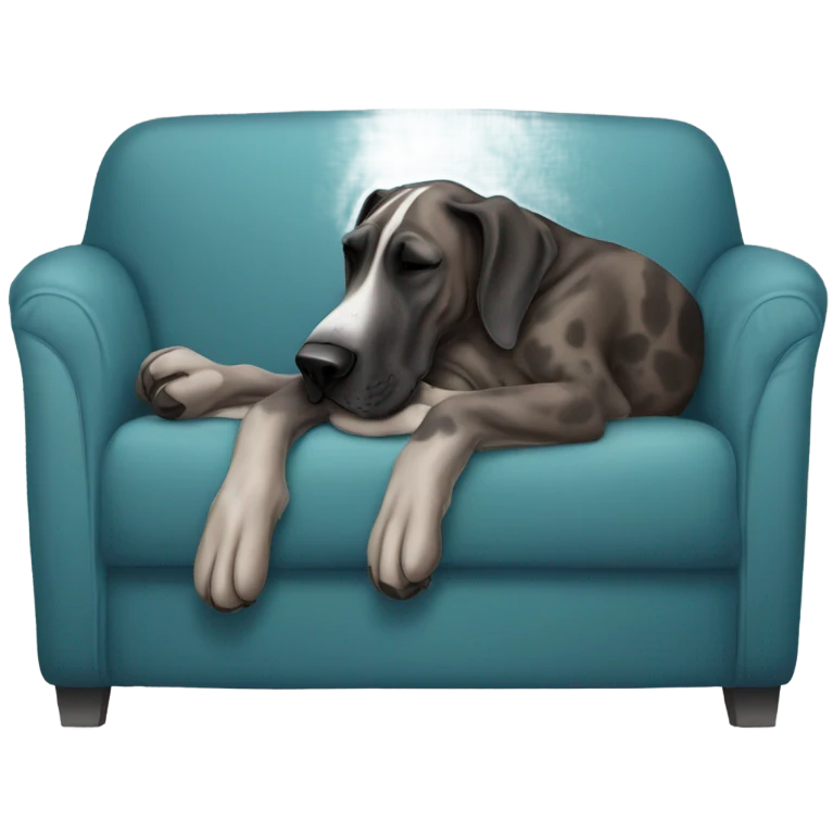 Brindle Great Dane sleeping on a couch  emoji