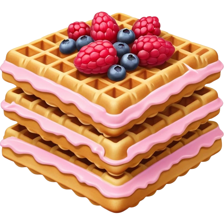 Pale pink square waffles with berries  emoji