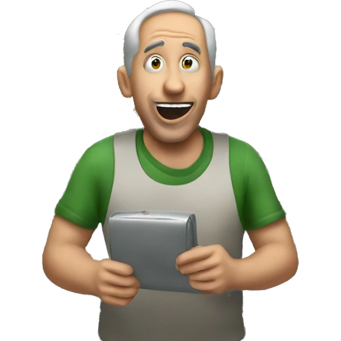 A crazy man eating cans emoji