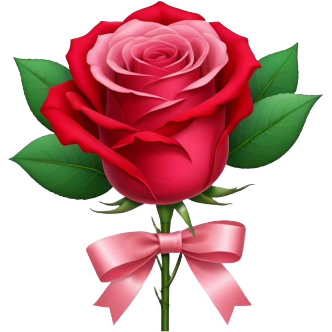 One red flower and one pink flower in transparent bouquet with red band  emoji