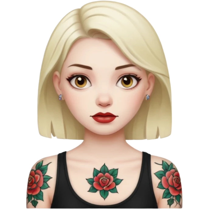 Smelly girl with tattoo emoji