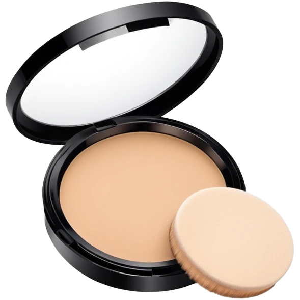 makeup face powder with compact and brush emoji