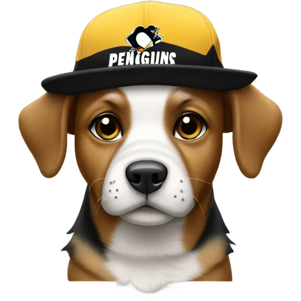 Dog wearing pitt penguins jersey or hat emoji
