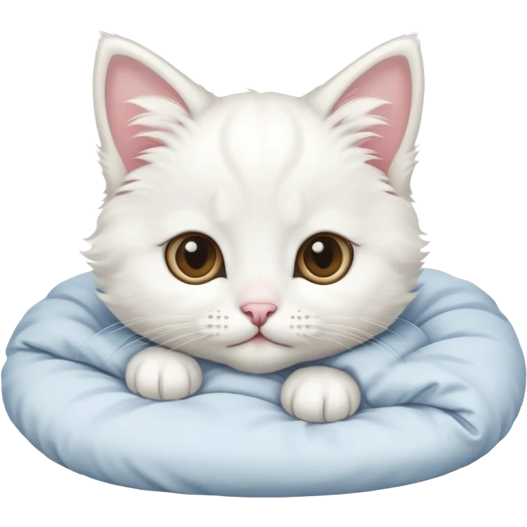 White kitten in bed emoji