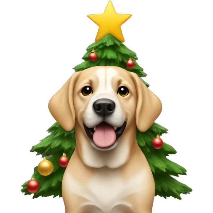 Dog under a Christmas tree emoji