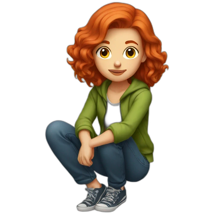 Squatting redhead emoji