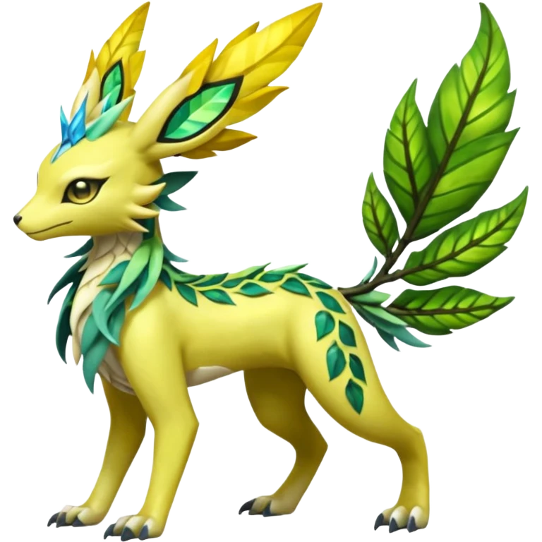  Exotic Ivy Dragonic Feathery Scaly Meloetta-Electrike-Jolteon-Zygarde-Zeraora-Renamon-Protogen-Palkia-hybrid-fusion-Fakémon-creature, full body emoji